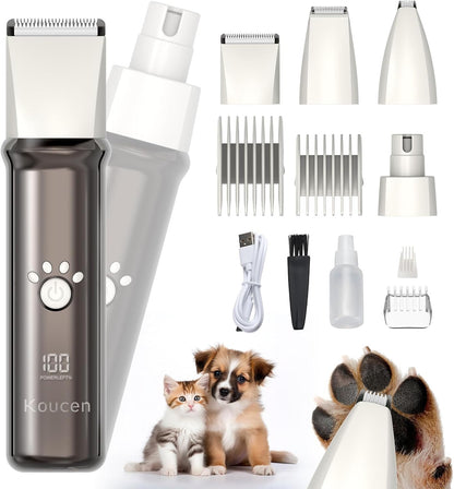 PawPro 4-in-1 Pet Grooming Kit – Rechargeable Low Noise Clippers for Dogs & Cats