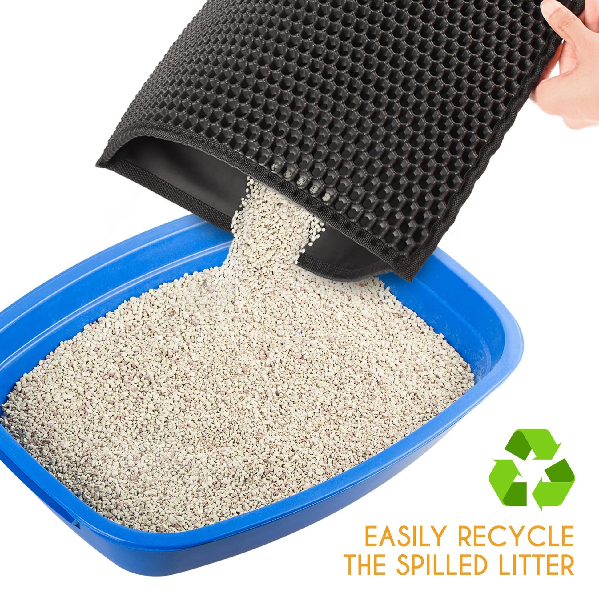 Cat Litter Mat - Double Layer Waterproof Urine Trapper, Non-Slip, Black