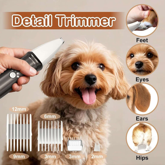 PawPro 4-in-1 Pet Grooming Kit – Rechargeable Low Noise Clippers for Dogs & Cats