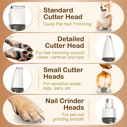 PawPro 4-in-1 Pet Grooming Kit – Rechargeable Low Noise Clippers for Dogs & Cats
