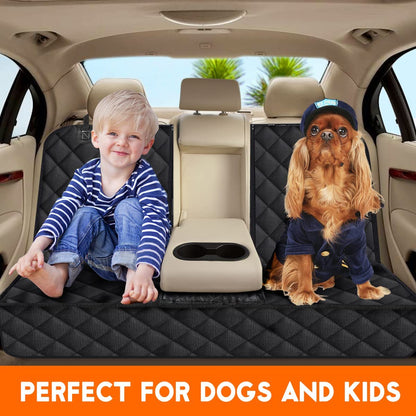 Dog Car Seat Cover - Waterproof and Durable Back Seat Protector for Pets- Black