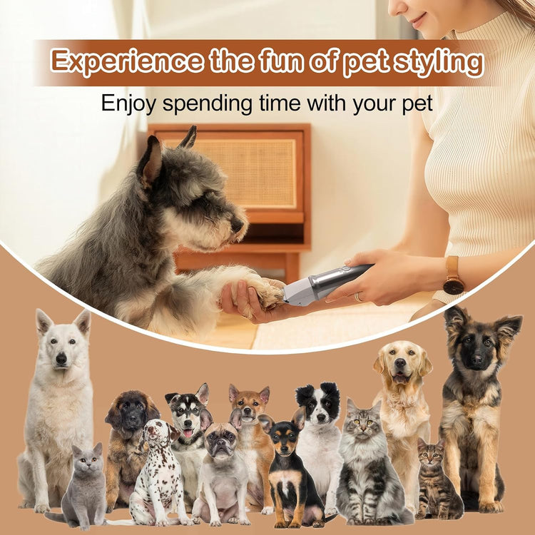 PawPro 4-in-1 Pet Grooming Kit – Rechargeable Low Noise Clippers for Dogs & Cats