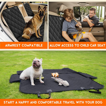 Dog Car Seat Cover - Waterproof and Durable Back Seat Protector for Pets- Black