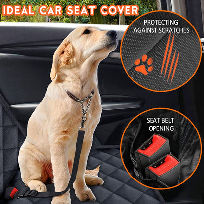 Dog Car Seat Cover - Waterproof and Durable Back Seat Protector for Pets- Black