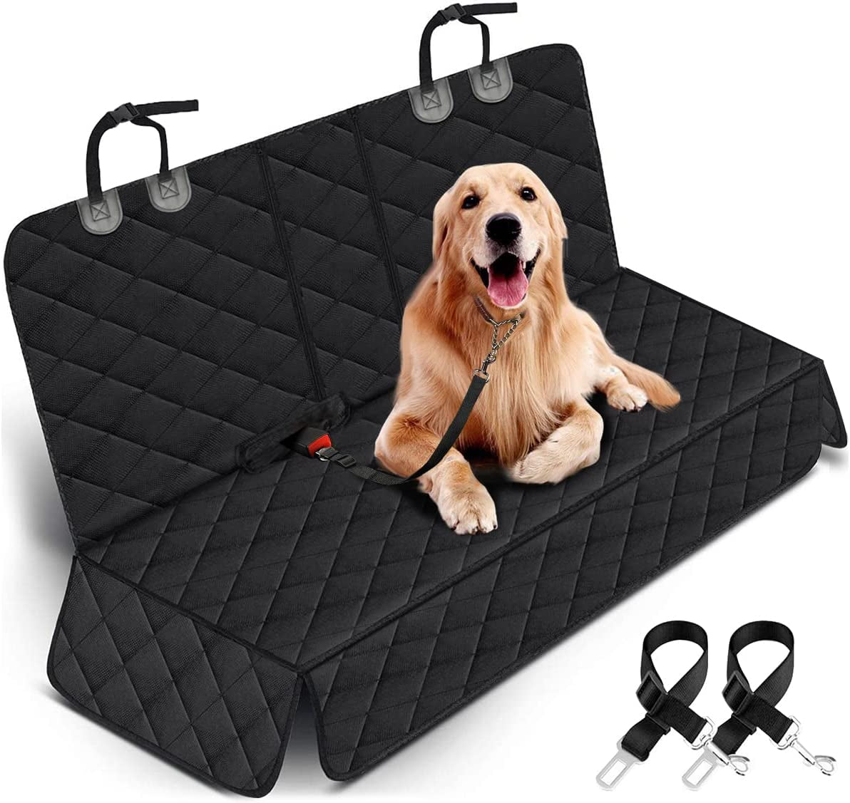 Dog Car Seat Cover - Waterproof and Durable Back Seat Protector for Pets- Black
